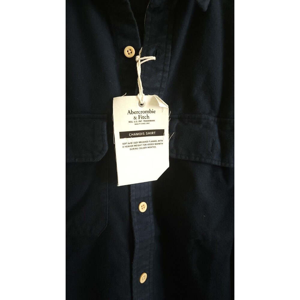 Nwt Abercrombie & Fitch Mens 100% CottoShirt Size Large Blue Pockets Long Sleeve - Picture 2 of 8